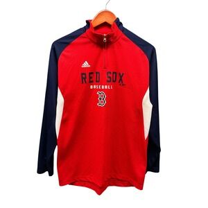 Adidas Youth 18/20 (XL) Boston Red Sox 1/4 Zip Pullover Jersey Top Red Blue MLB